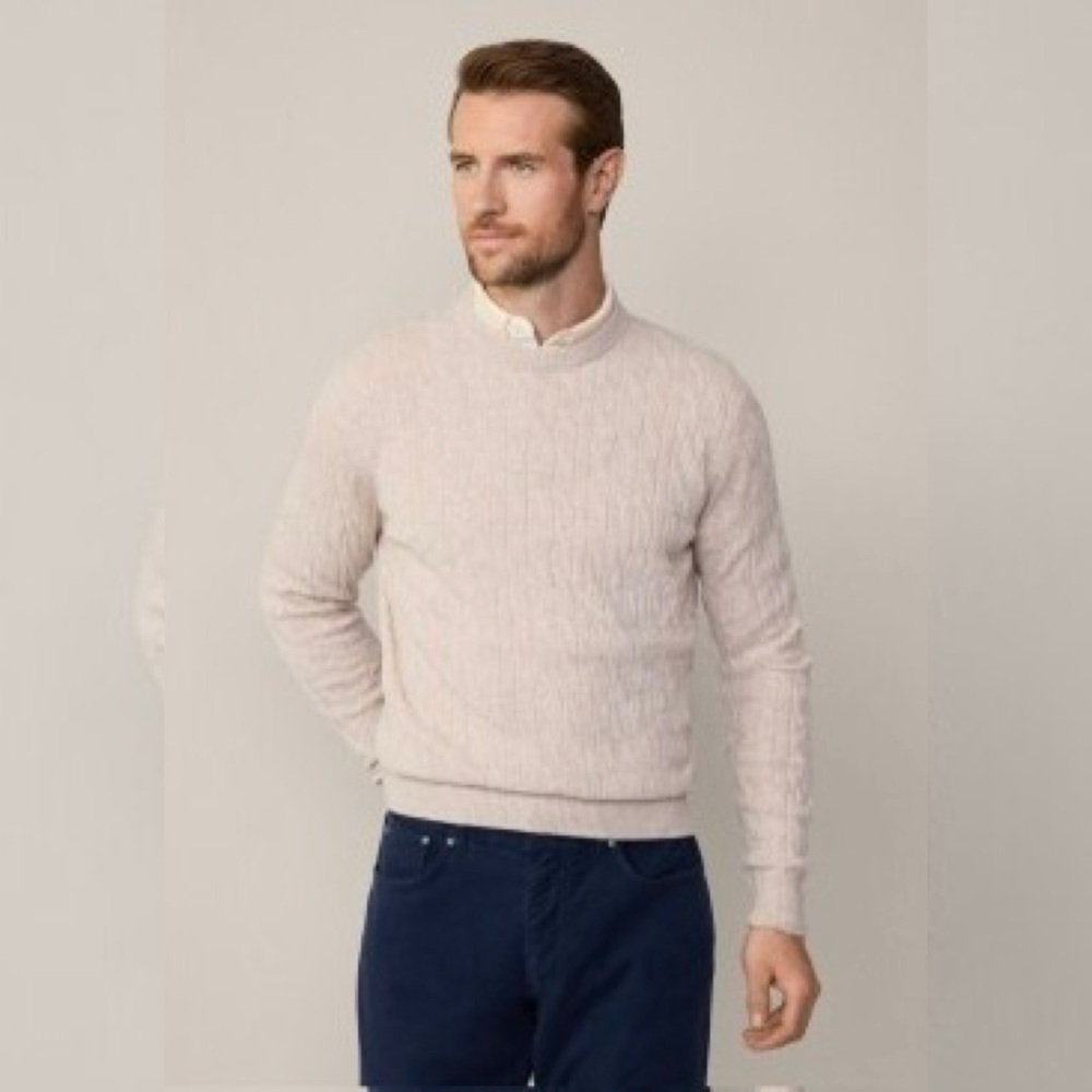 Hackett London Pullover Lw Cable Crew in Antique White XL